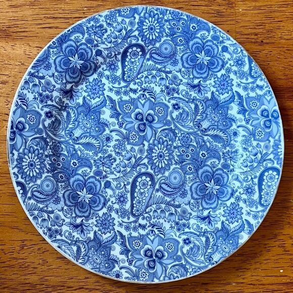 Blue Floral Plate Godinger Antique Reflections 7.5 Inches - Picture 1 of 8
